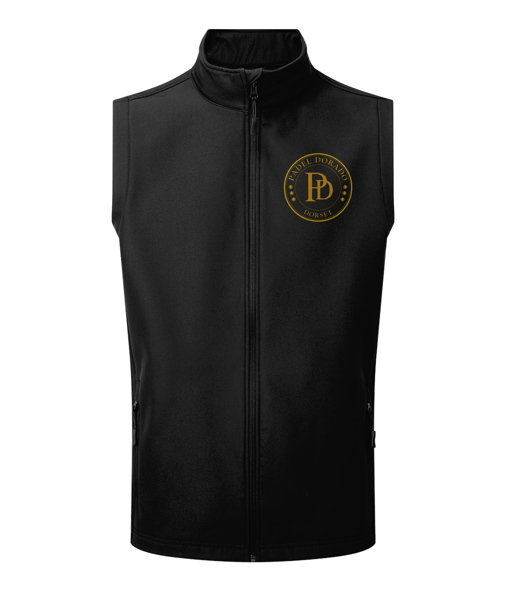 Padel Dorado recycled softshell gilet with PD logo, alternate view 3
