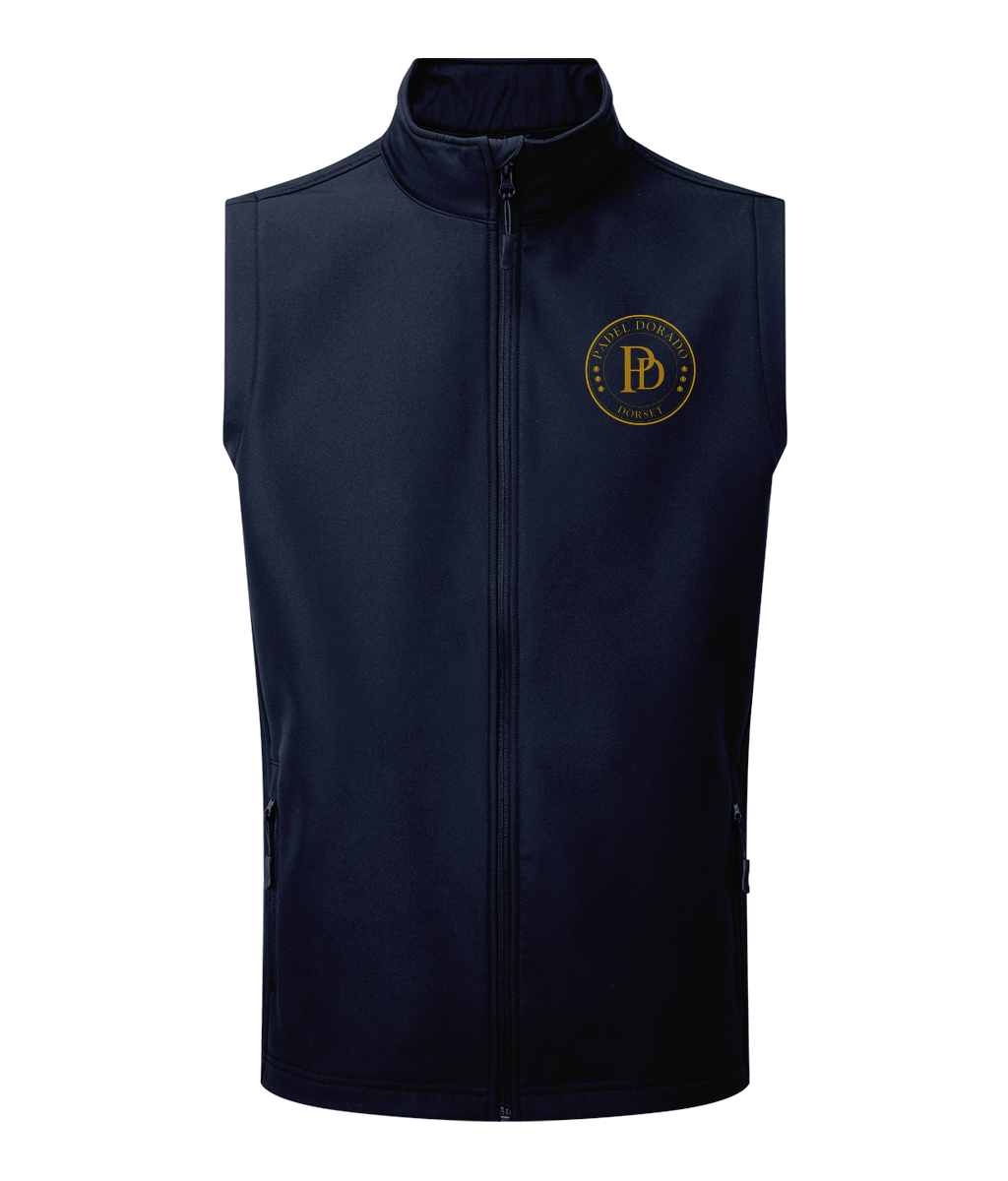 Padel Dorado recycled softshell gilet with PD logo, alternate view 2
